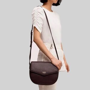 Kate Spade Spencer Court Lavinia Mahogany Leather Crossbody Bag Handbag